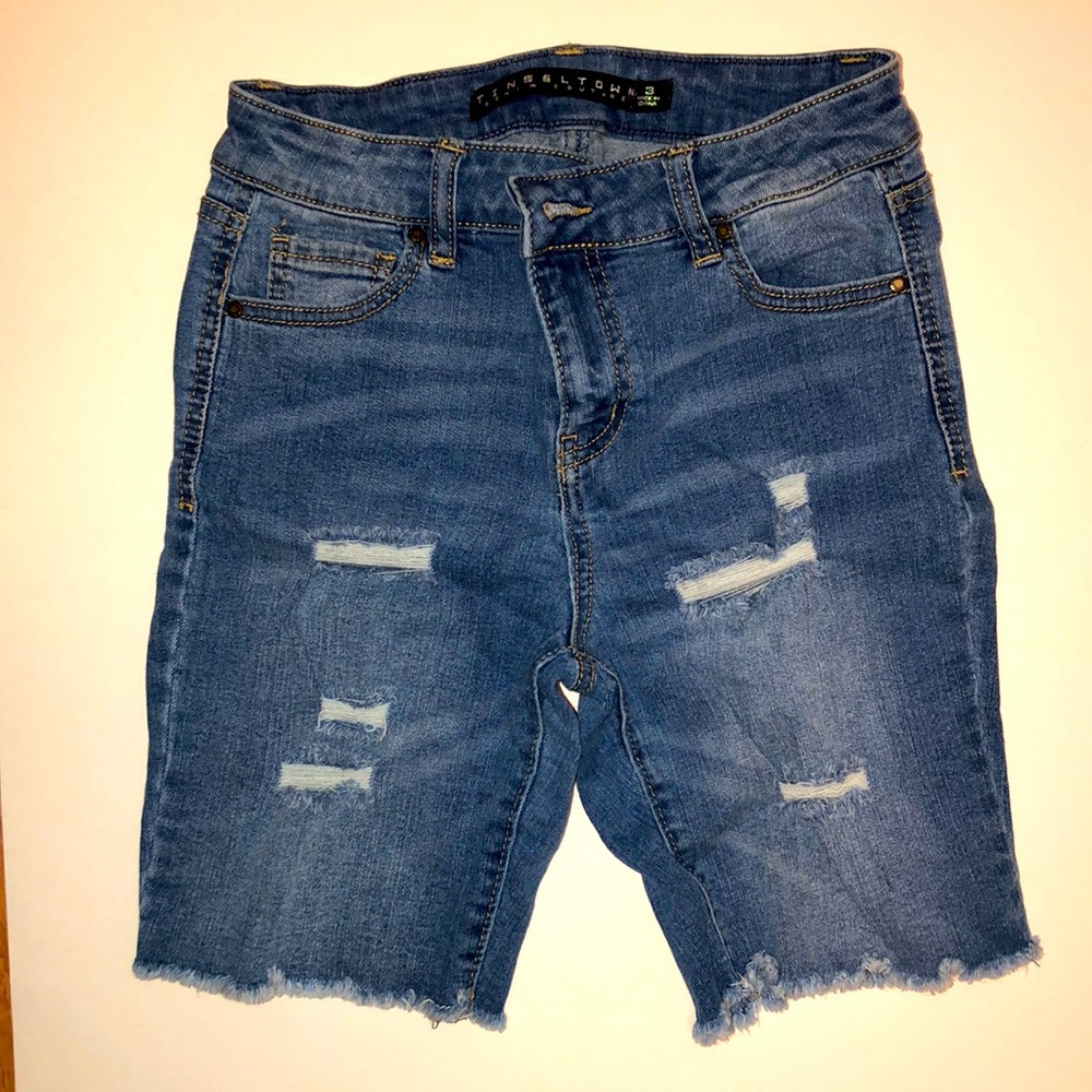 Denim medium wash cut off shorts